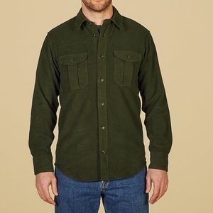 CC Filson Moleskin Shirt Top Army Green Seattle USA Vintage L Large